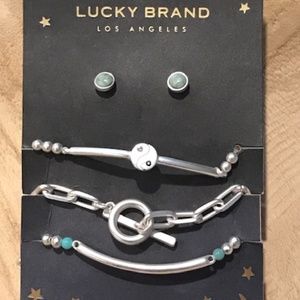 Lucky Brand Bracelet Set of 3 & Earring Studs-- NWT!